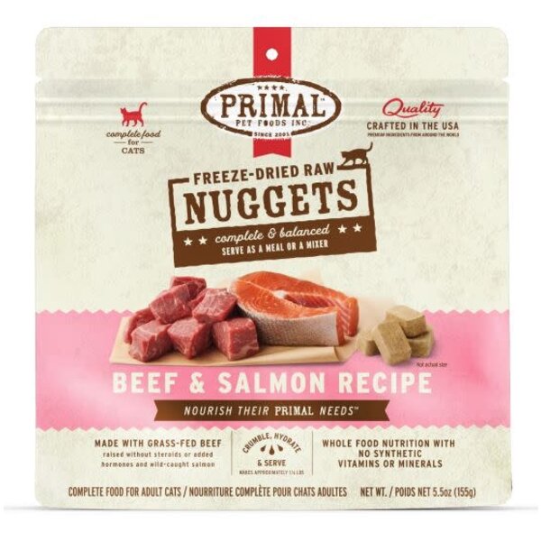 Primal Pet Foods Inc. Primal Freeze-Dried Nuggets Feline Beef & Salmon Formula 5.5oz
