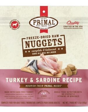 Primal Pet Foods Inc. Primal Freeze-Dried Nuggets Canine Turkey & Sardine Formula