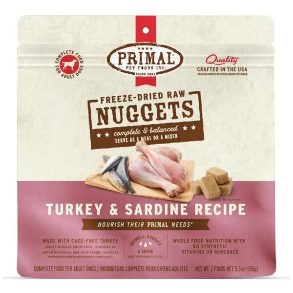 Primal Pet Foods Inc. Primal Freeze-Dried Nuggets Canine Turkey & Sardine Formula