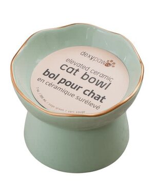 Dexypaws Dexy Paws Raised Ceramic Cat Bowl Sage Green