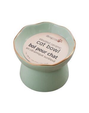 Dexypaws Dexy Paws Raised Ceramic Cat Bowl Sage Green