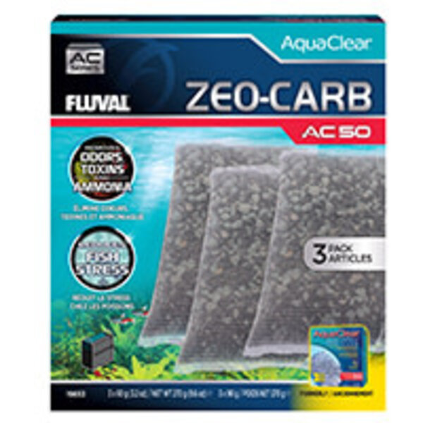 Fluval Fluval Zeo-Carb for AquaClear AC50 Power Filter, 9.5 oz / 270 g, 3-Pack