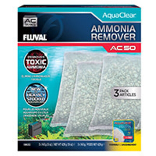 Fluval Fluval Ammonia Remover for AquaClear AC50 Power Filter, 15 oz / 429 g, 3-Pack