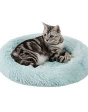 Best Friends by Sheri Best Friends by Sheri Oval Shag Faux Fur Cat Bed Baby Blue (21" x 19")