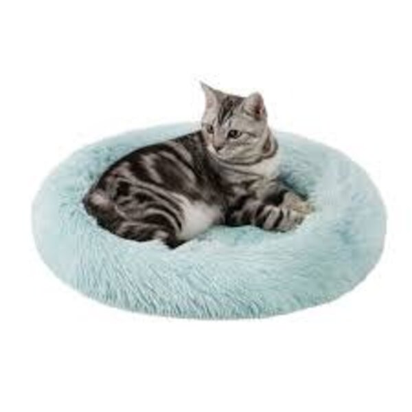 Best Friends by Sheri Best Friends by Sheri Oval Shag Faux Fur Cat Bed Baby Blue (21" x 19")