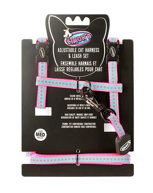 Burgham Simon's Simons Adjustable Harness & LeashFlower Print Pink Medium