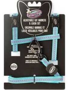 Burgham Simon's Simons Adjustable Harness & Leash Flower Print Blue Medium