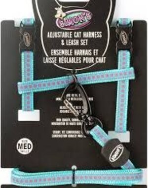 Burgham Simon's Simons Adjustable Harness & Leash Flower Print Blue Medium