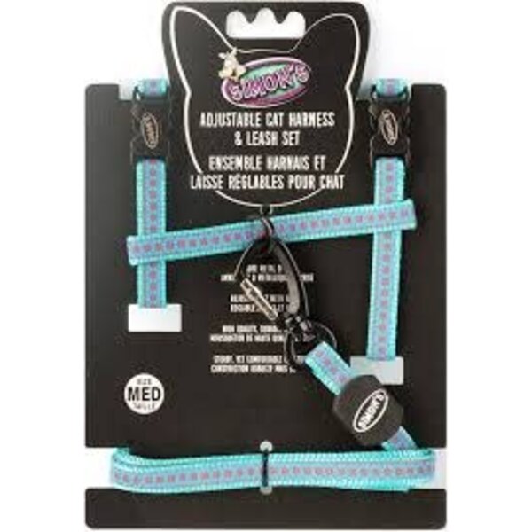 Burgham Simon's Simons Adjustable Harness & Leash Flower Print Blue Medium