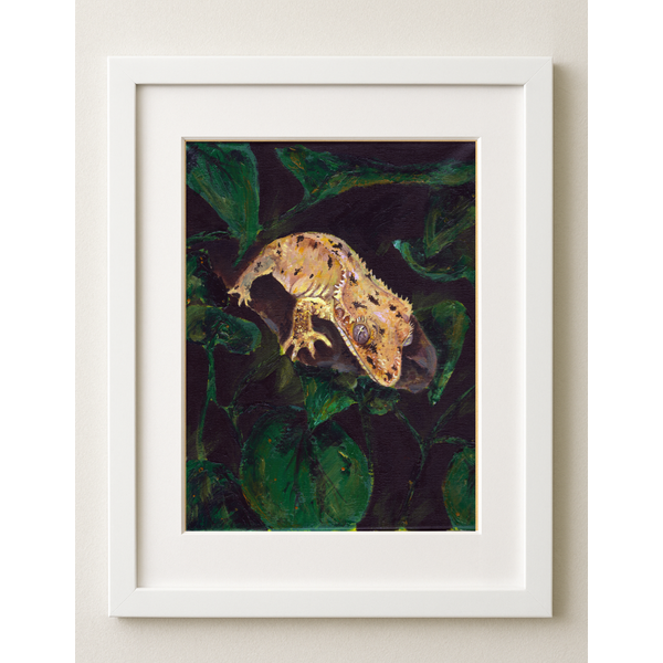 Leaky Inkwell Crested Gecko Art Print