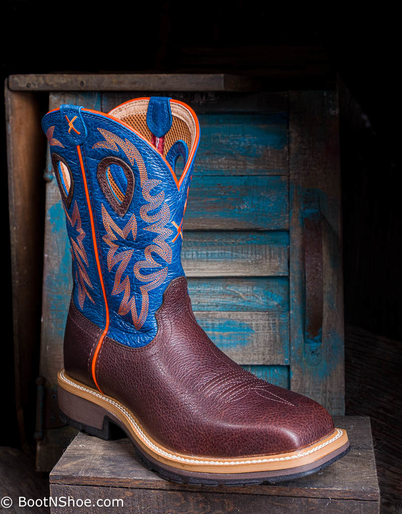 blue moc toe boots