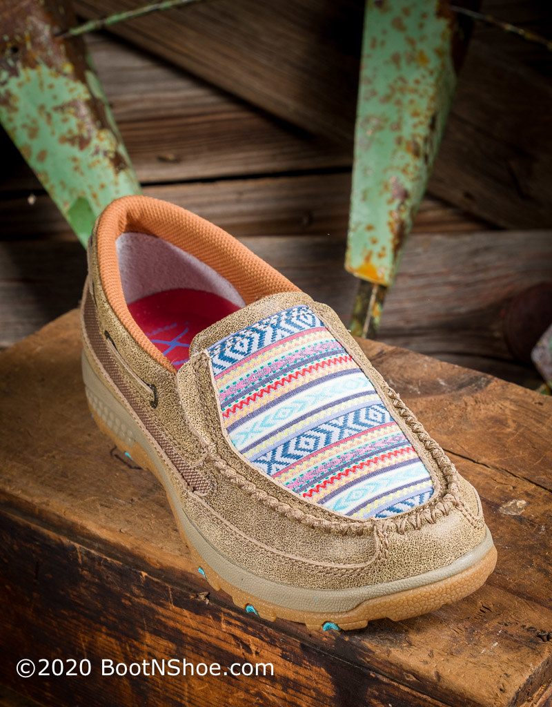 Twisted X Womens Boat Shoe Canvas Driving Moccasins