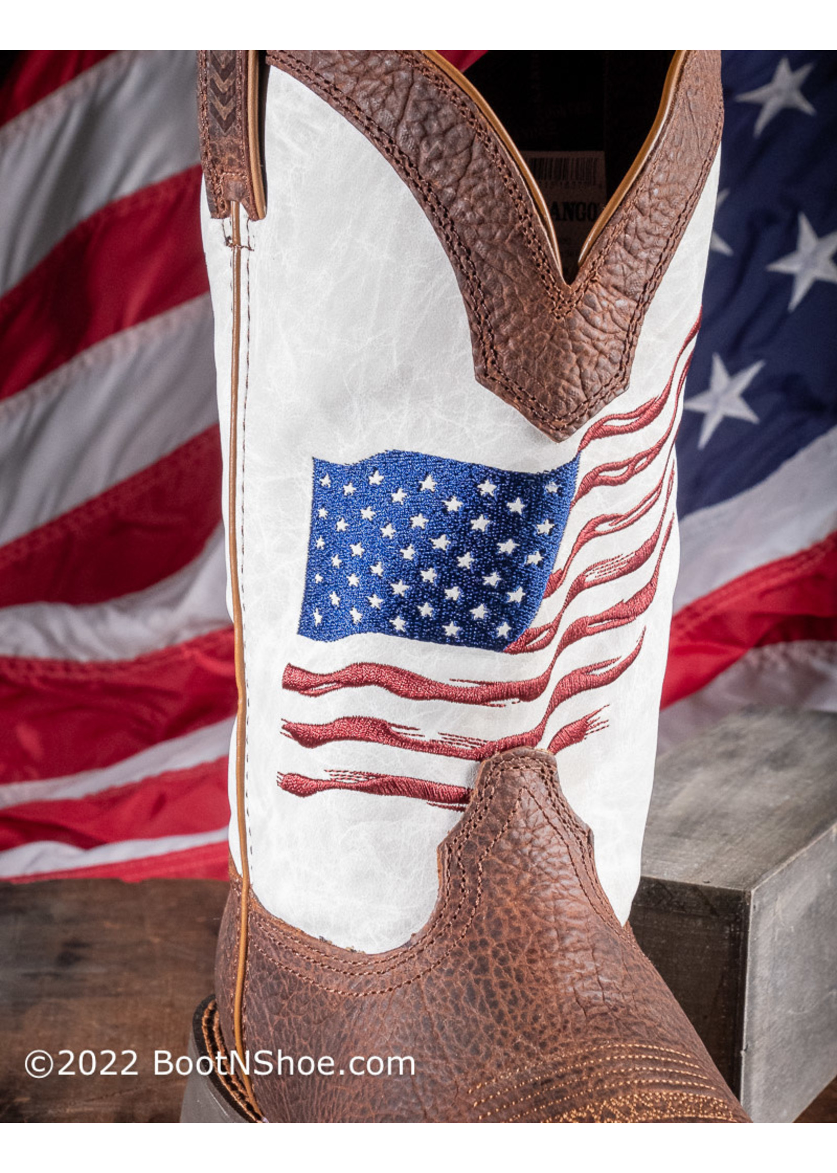 Durango Men's Rebel White Top Distressed  American Flag Boots DDB0312