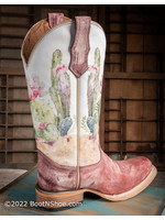 Circle G Women's Wine Desert Cactus Print Square Toe Western Boots L5812