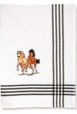 Tea towels 100% cotton embroidered asst. horse design