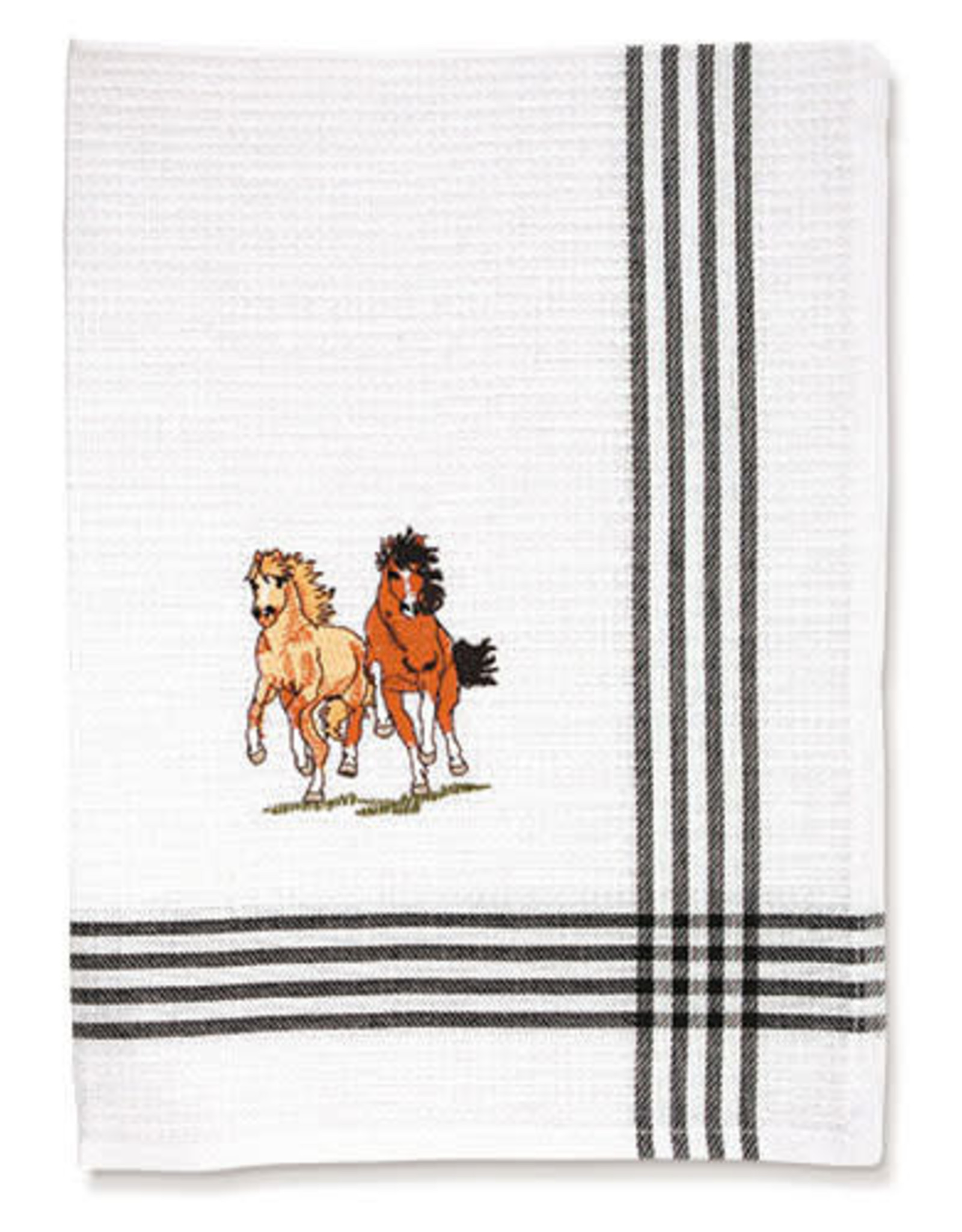 Tea towels 100% cotton embroidered asst. horse design