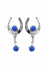 Earring Horseshoe silver color with blue stones
