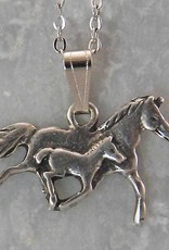 Mare & Foal necklace - retro silver color