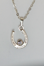 Silver Horseshoe Necklace w/crystal
