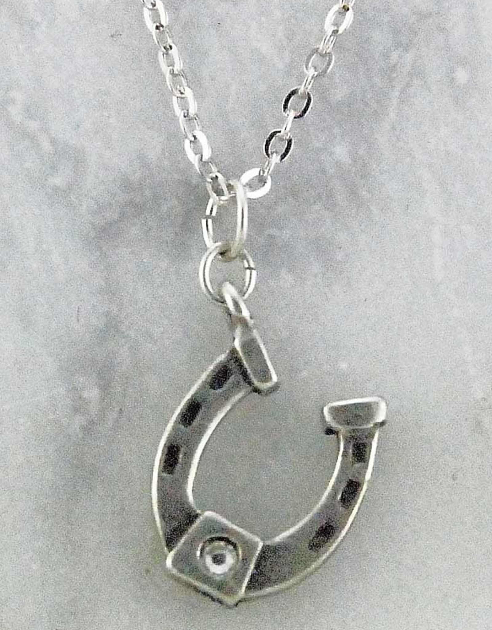 Retro silver color necklace horseshoe w/ stone