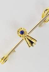 Pin small blue ribbon gold color
