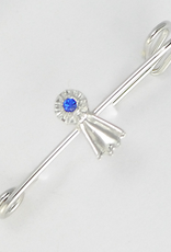 Pin small blue ribbon silver color