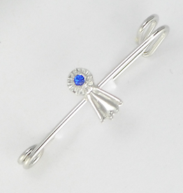 Pin small blue ribbon silver color