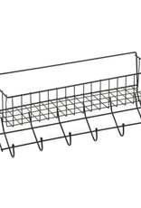 Wire 6-Hook Tack Rack with Basket Black One Size