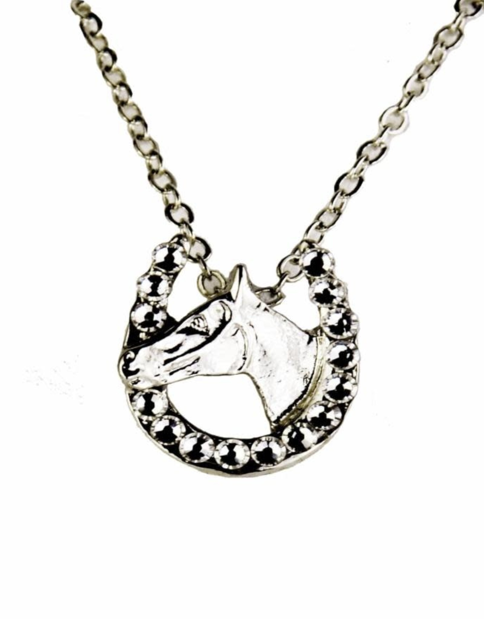 Necklace w/ horse head in horse shoe