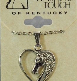 HORSEHEAD IN HEART PENDANT-IMITATION RHODIUM FINISH