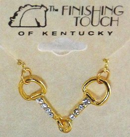 Snaffle bit with crystals in gold color necklace