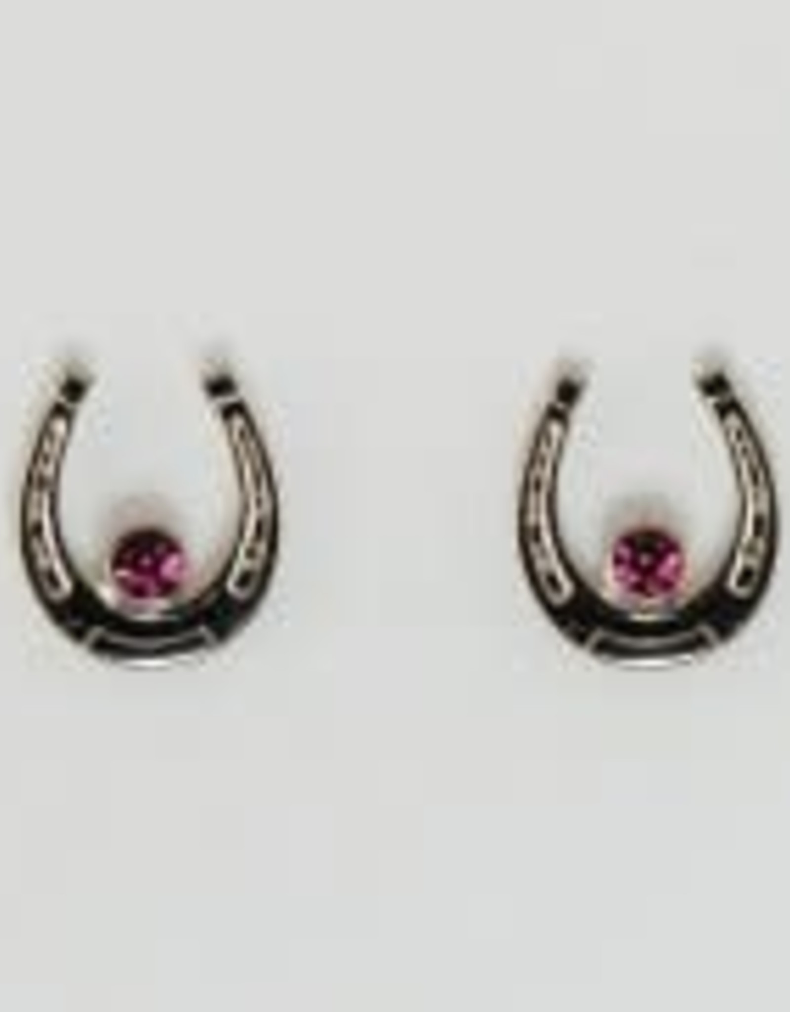 Horse shoe with rose stone earr