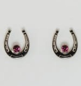 Horse shoe with rose stone earr