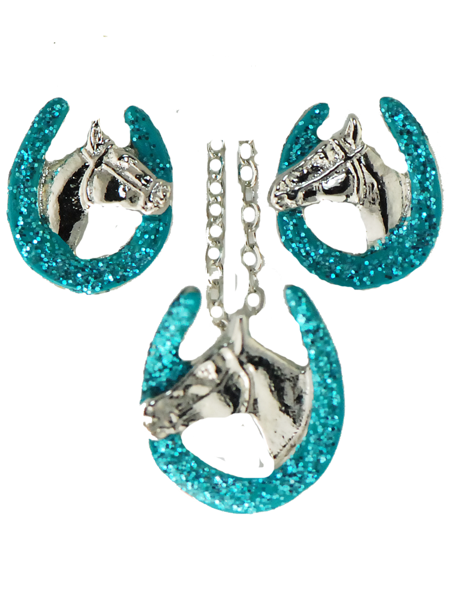 Horse Head in Shoe imitation rhodium/turquoise
