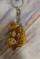 Wooden horse head keychain