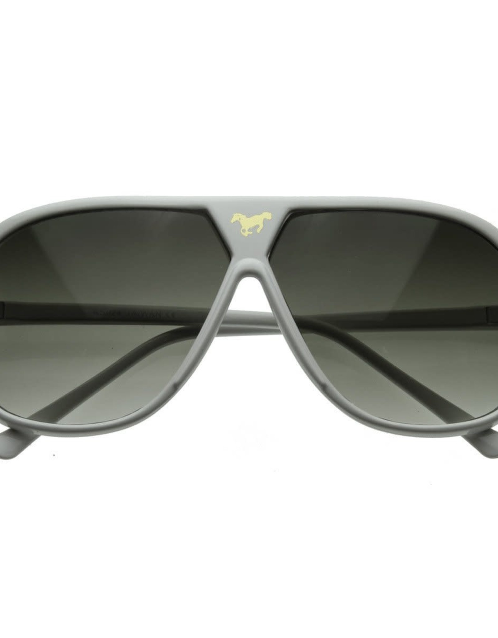ZeroUv Retro Oversize Gold Horse Emblem Aviator Sunglasses