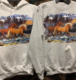 Sweatshirt with color running horse design