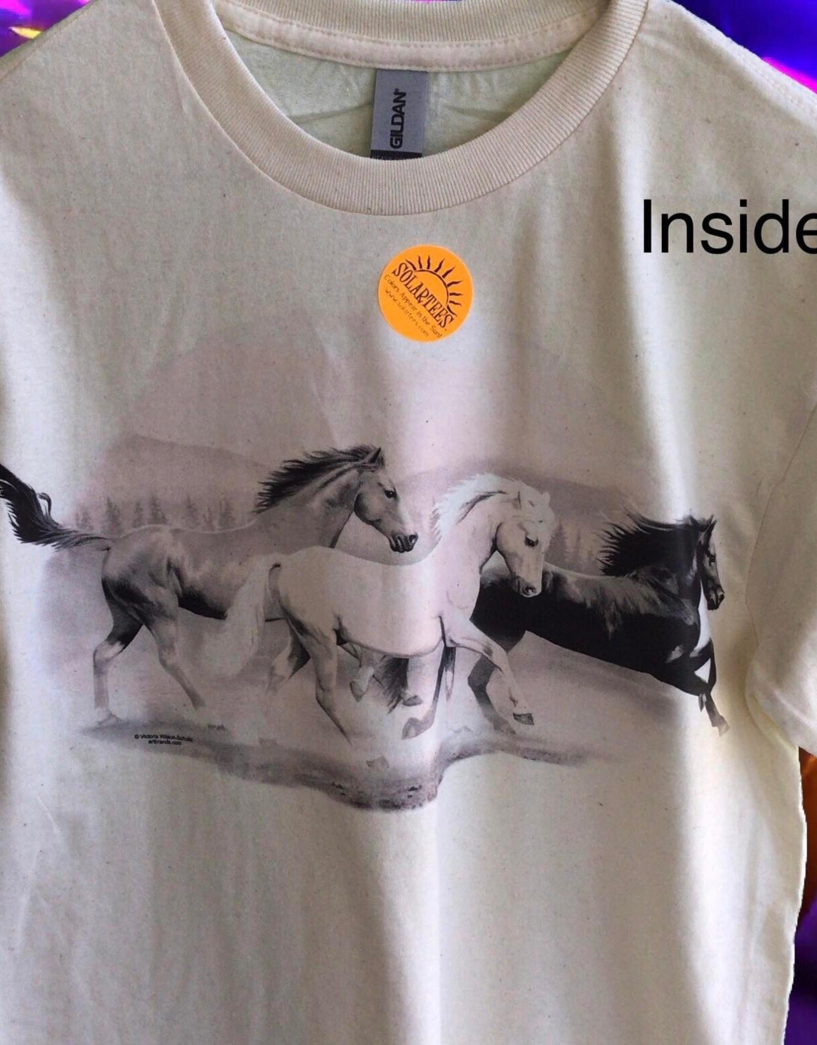 Solar changing T Shirt with horse design.
