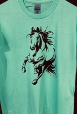 T Shirt Black Running Horse Design