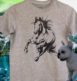 T Shirt Black Running Horse Design