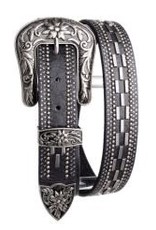 Rhinestone and Metal studded Leather Belt