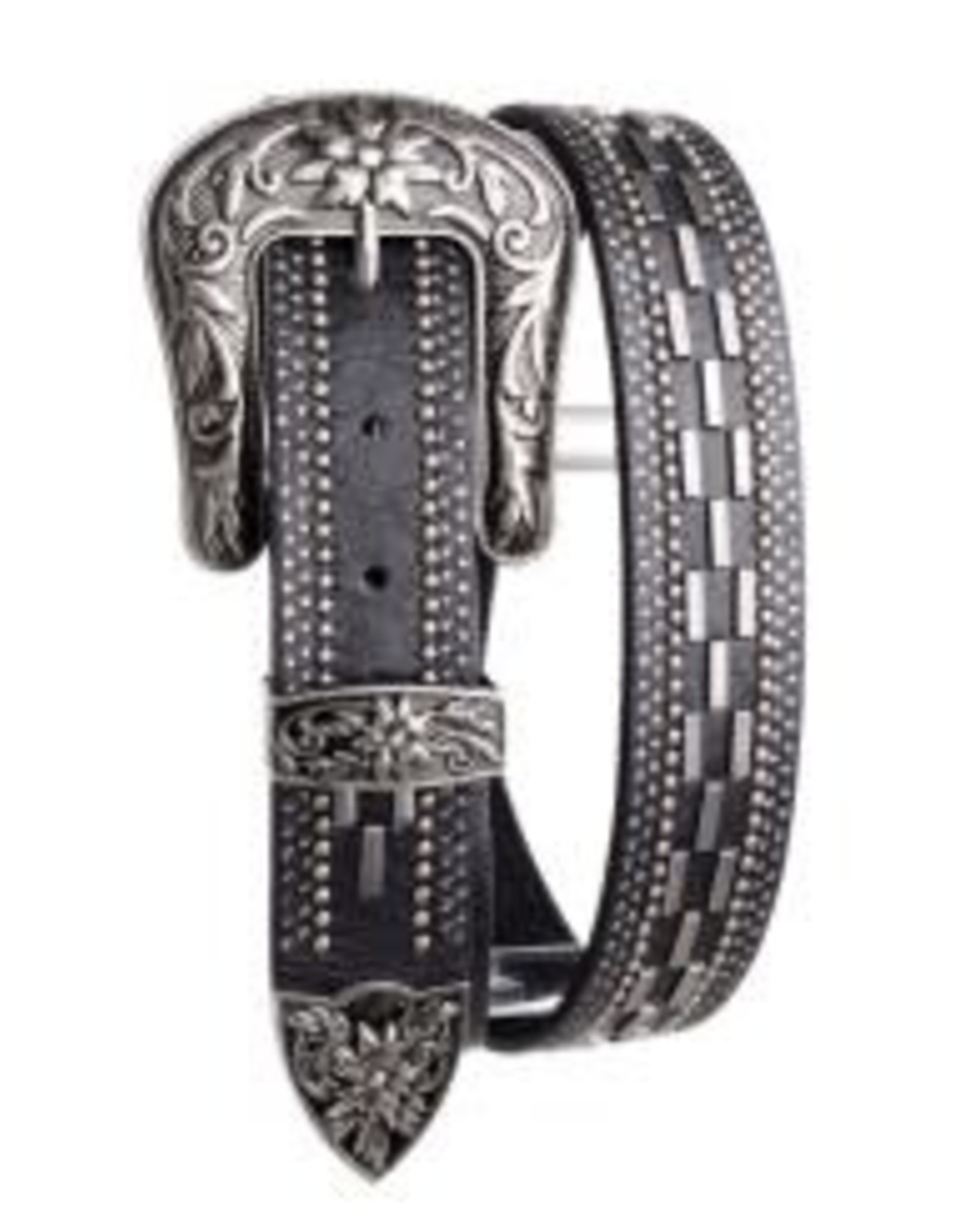 Rhinestone and Metal studded Leather Belt