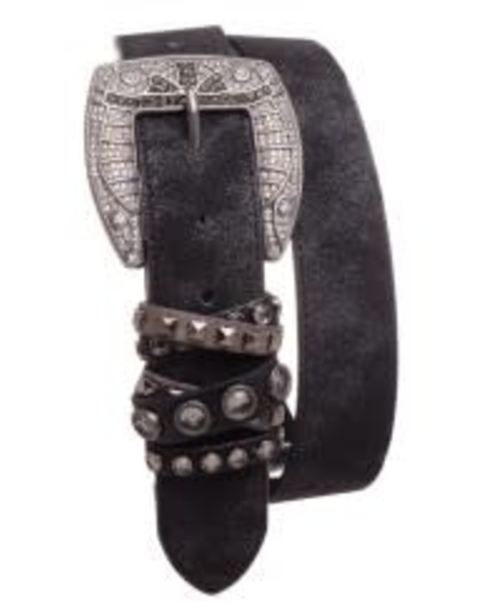 Rhinestone Studded Leather buckle belt