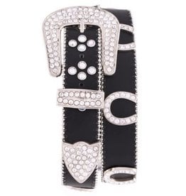 Belt  Horseshoe Rhinestone Studded Leather