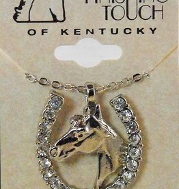 Necklace Horse in Horseshoe w. crystals