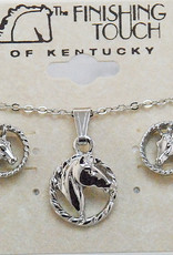 Horse head in rope necklace/earring gift set
