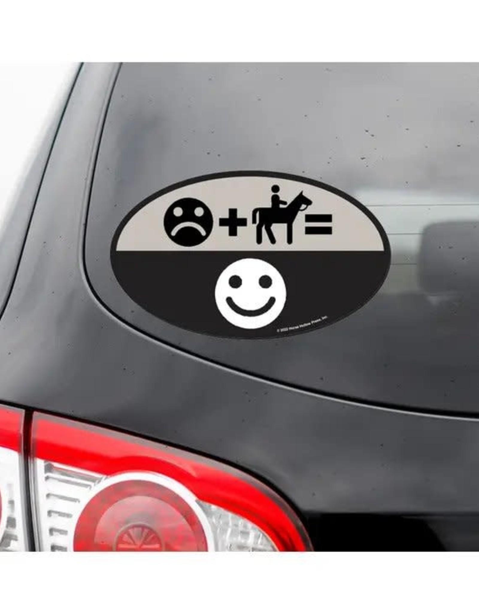 Horse Hollow Press Oval Equestrian Horse Sticker: Frown + Ride = Smile