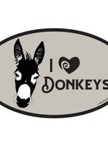 Horse Hollow Press Oval Equestrian Horse Sticker: I love Donkeys!