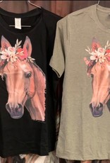 Adult T Shirt with horse and flower design