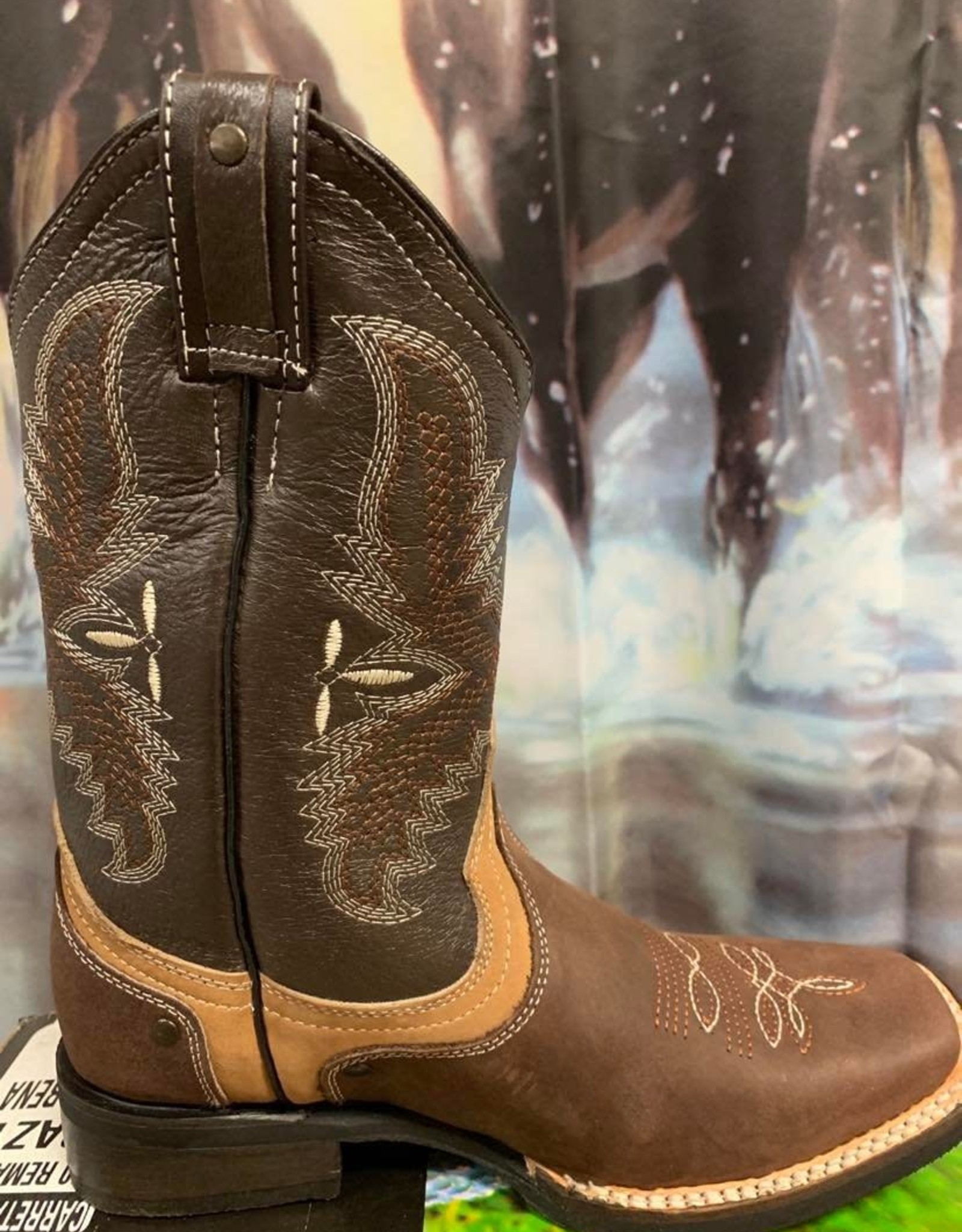 AJ Western Wear Ladies Western Boot Brown sq toe